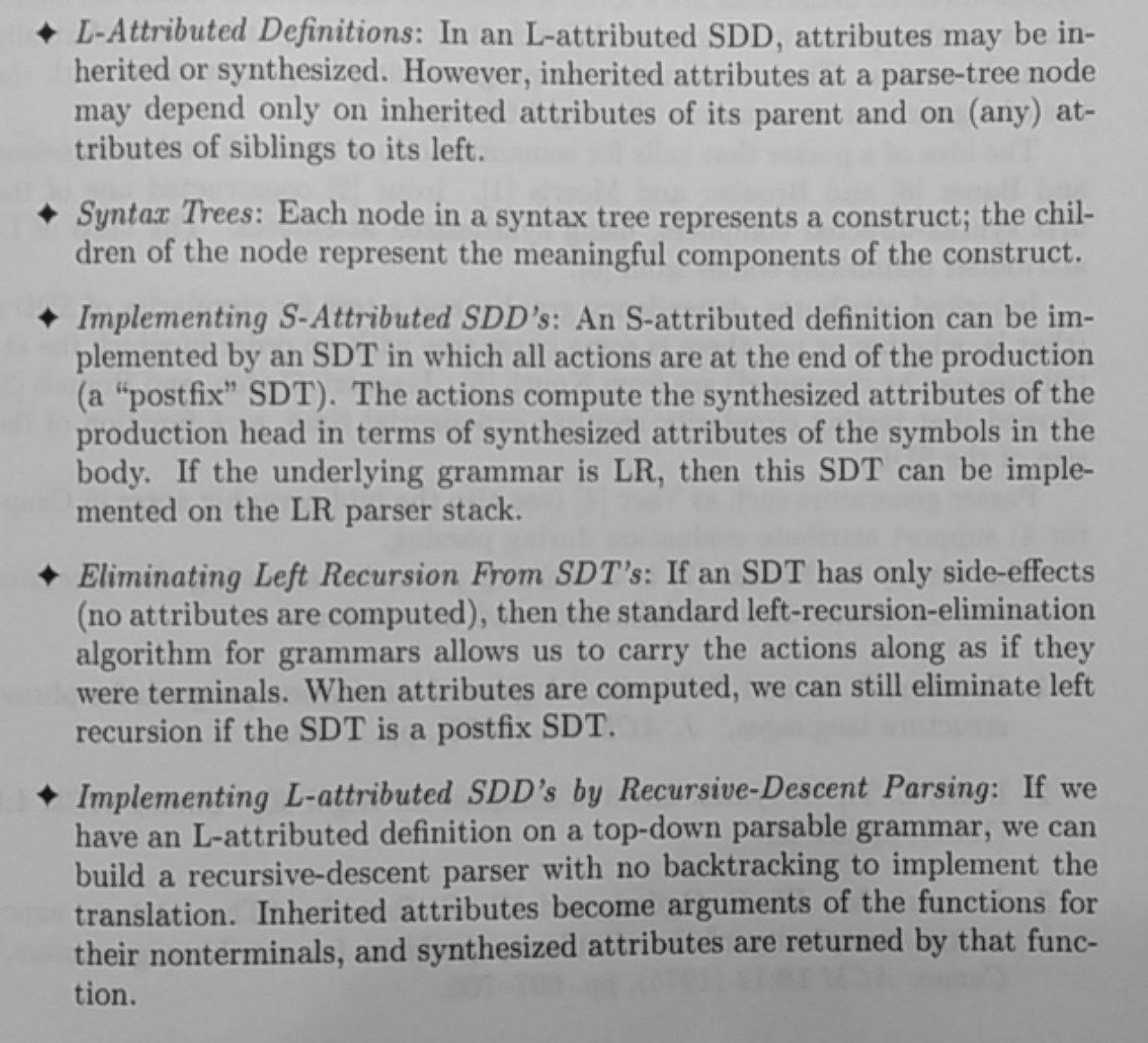 Syntax directed definition summary 2