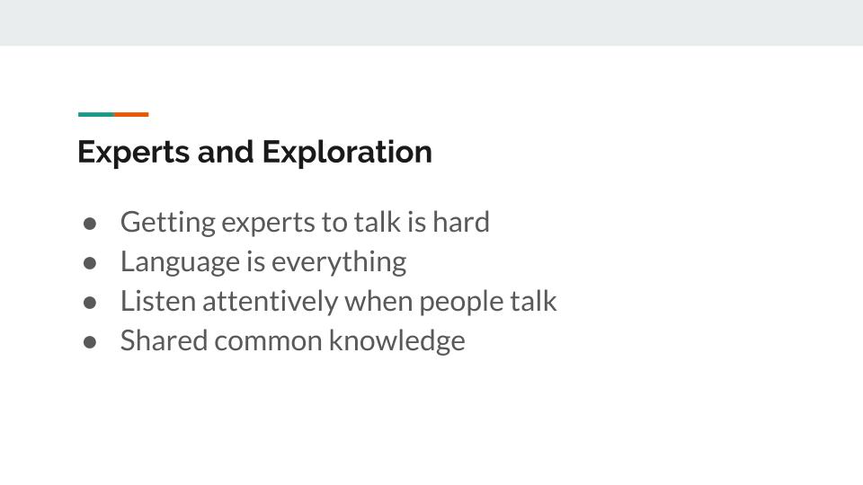 Experts and exploration