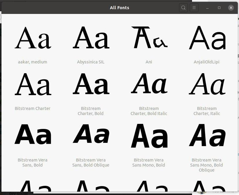 Gnome font viewer