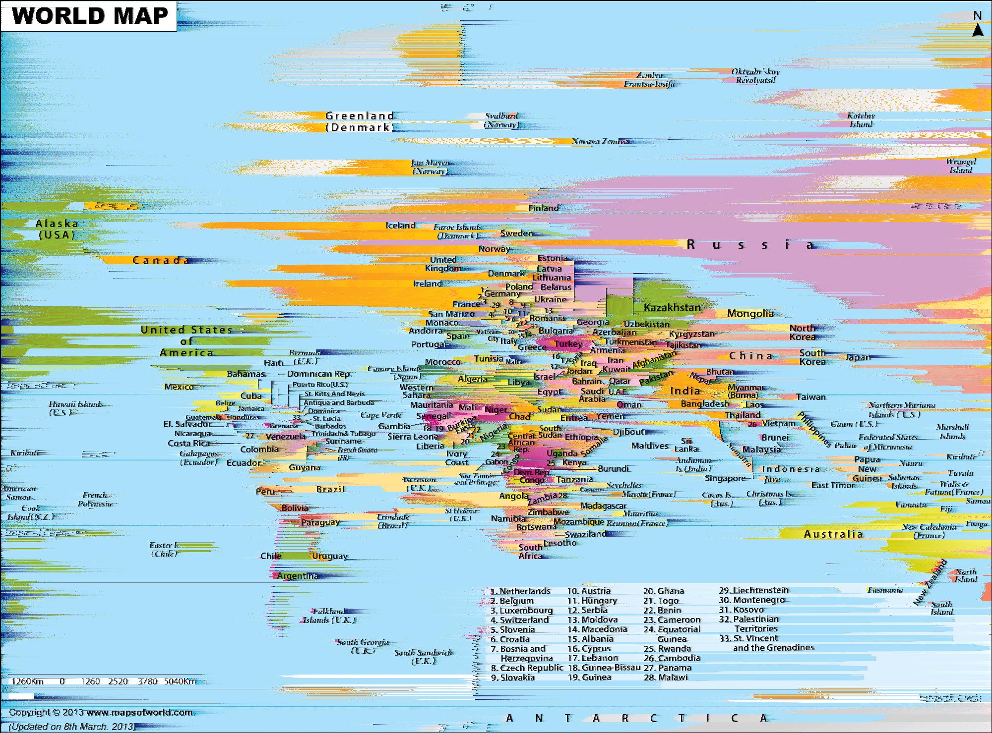 World Map, image processing sorting, not corruption