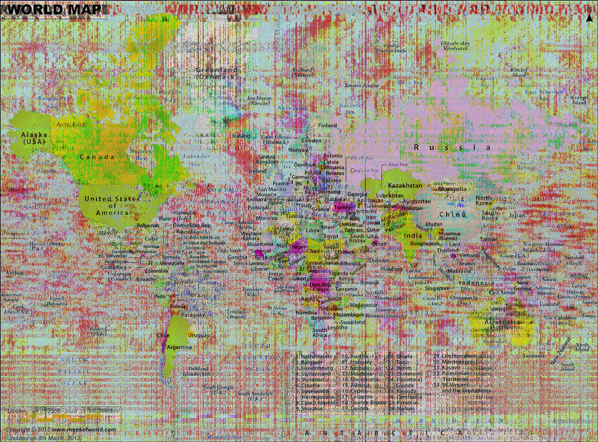 World Map, Sonification reverb effect interleaved