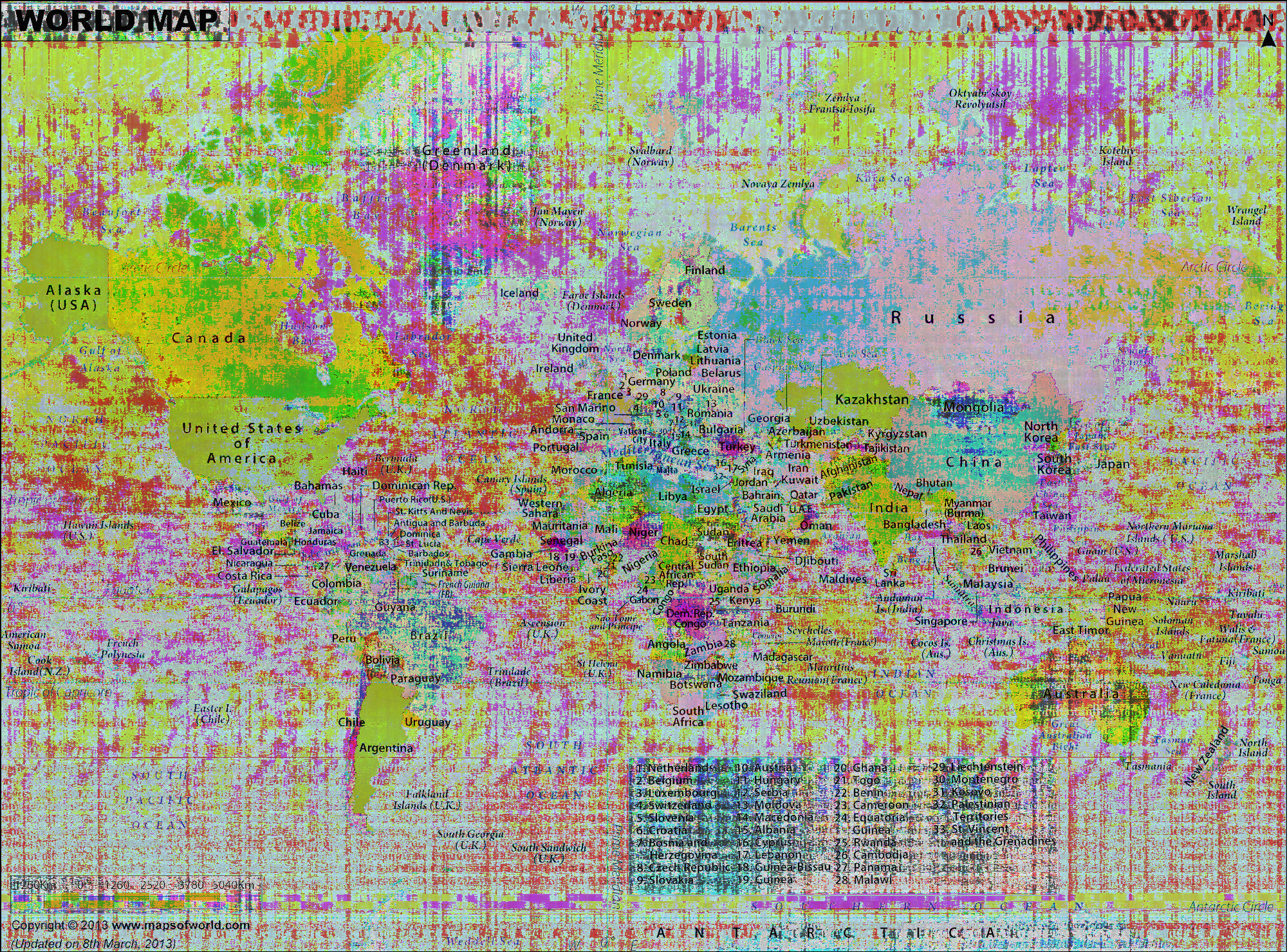 World Map, Sonification reverb effect planar