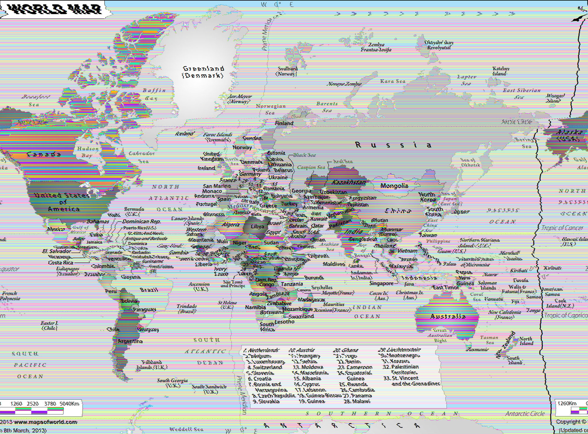 World Map, WordPad effect interleaved