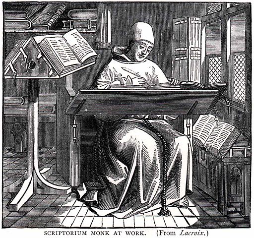 Monk making font scriptorium